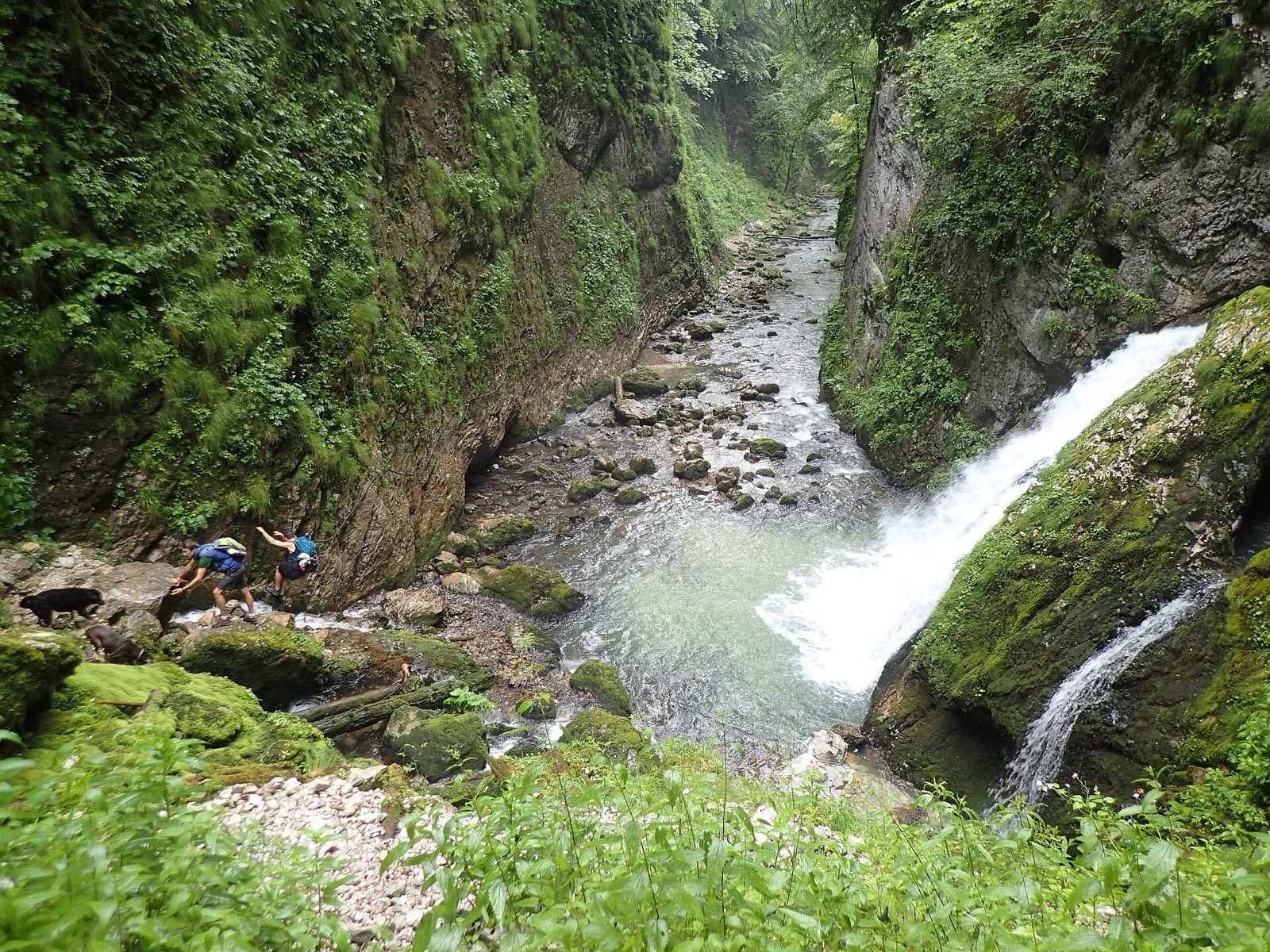 Cascada Evantai văzută de sus, din chei